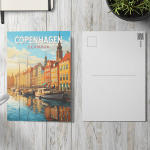 Copenhagen Denmark Travel Art Vintage Postcard
