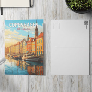 Copenhagen Denmark Travel Art Vintage Postcard