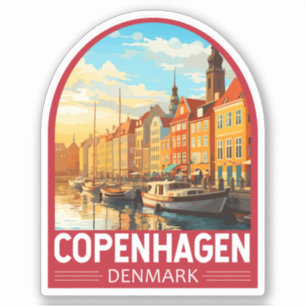Copenhagen Denmark Travel Art Vintage Sticker