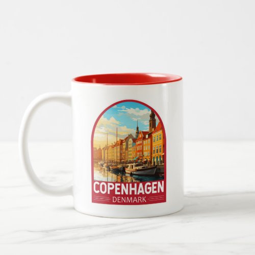 Copenhagen Denmark Travel Art Vintage Two_Tone Coffee Mug