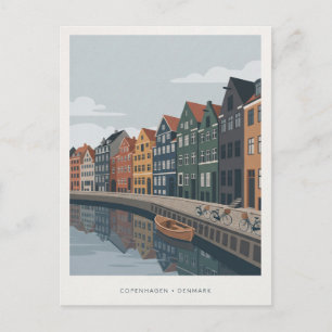 Copenhagen Denmark Travel Design with Canal Postcard