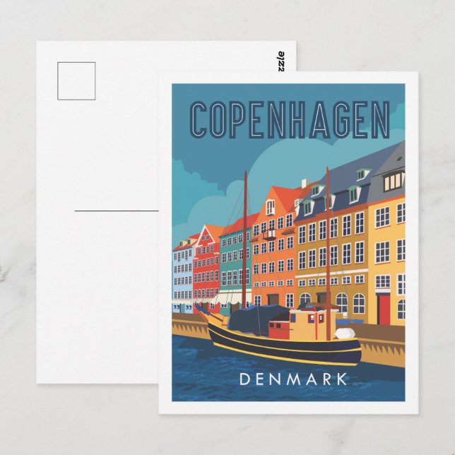 Copenhagen Denmark Travel Place Illustration Postcard (Front/Back)