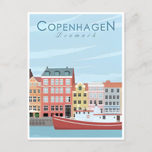 Copenhagen Denmark Travel Vintage city europe Postcard