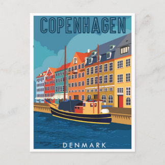 Copenhagen Denmark Travel Vintage city europe Postcard