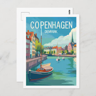 Copenhagen Denmark Vintage Famous Travel Place Postcard