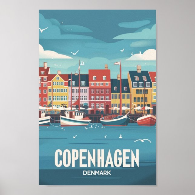 Copenhagen Denmark Vintage Famous Travel Place  Poster (Front)