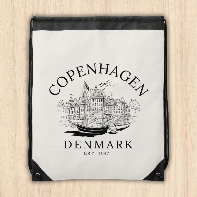 Copenhagen Denmark vintage Landscape Drawstring Bag (Creator Uploaded)
