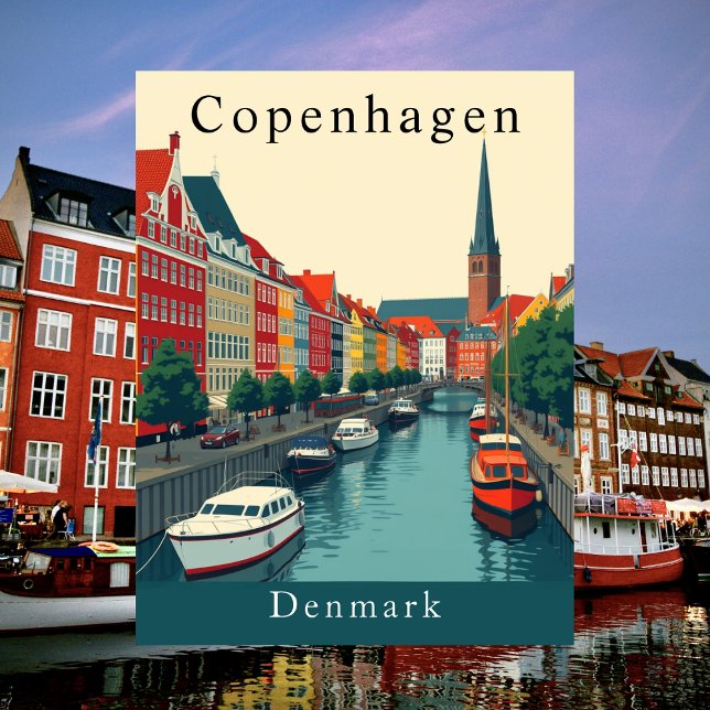 Copenhagen, Denmark Vintage Travel Art Postcard (Copenhagen, Denmark Vintage Travel Art Postcard
)