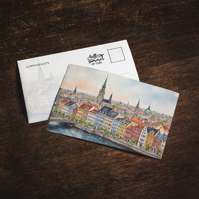 Copenhagen Denmark Watercolor Postcard (Creator Uploaded)