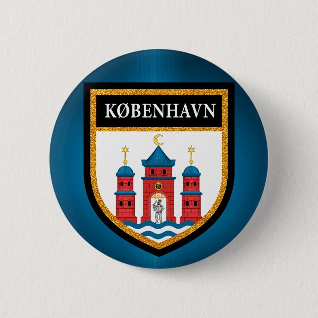 Copenhagen Flag Pinback Button (Front)