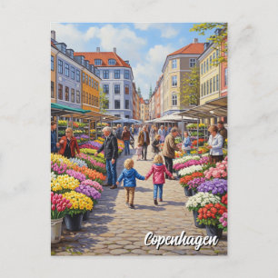 Copenhagen Flower Market Denmark Travel Postcard