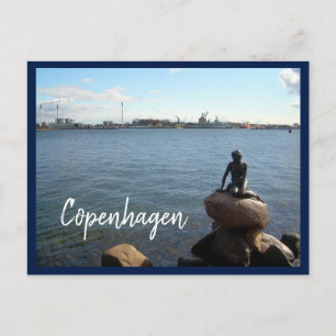 Copenhagen Harbor & The Little Mermaid with text Postcard