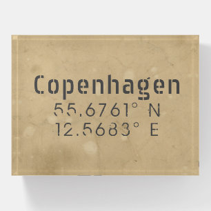 Copenhagen Latitude and Longitude Paperweight