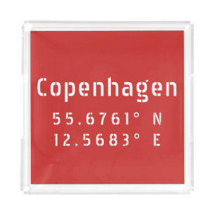 Copenhagen Latitude Longitude Acrylic Tray