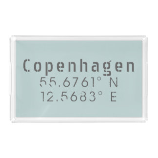 Copenhagen Latitude Longitude Acrylic Tray