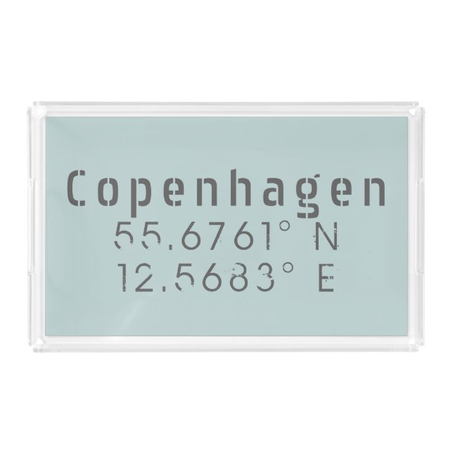 Copenhagen Latitude Longitude Acrylic Tray (Front)