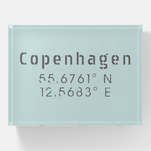 Copenhagen Latitude Longitude Paperweight