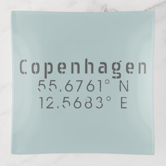 Copenhagen Latitude Longitude Trinket Tray (Front)