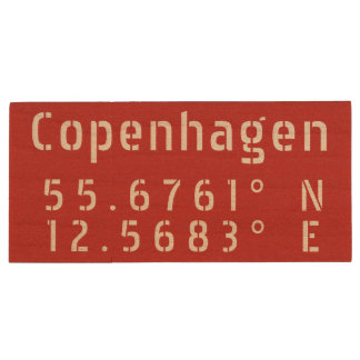 Copenhagen Latitude Longitude Wood Flash Drive