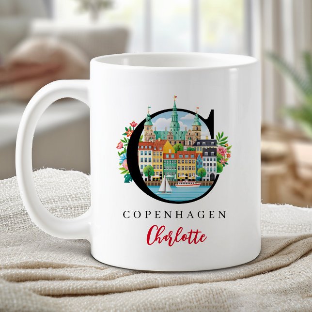Copenhagen Monogram Letter C Personalized Gift Coffee Mug (Copenhagen Monogram Letter C Personalized Gift Coffee Mug)