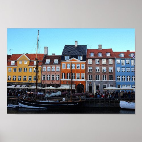 Copenhagen Nyhavn Colorful Canal Boats House Photo Poster