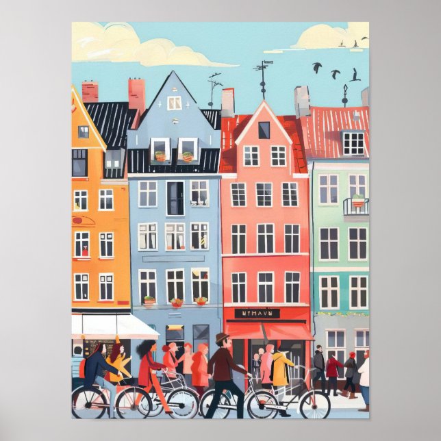 Copenhagen Print Copenhagen Illustration Denmark  (Front)