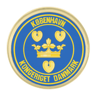 Copenhagen Round Emblem Gold Finish Lapel Pin