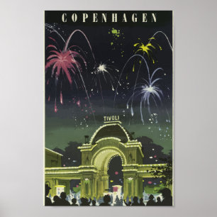 Copenhagen Tivoli Gardens Vintage Travel Poster