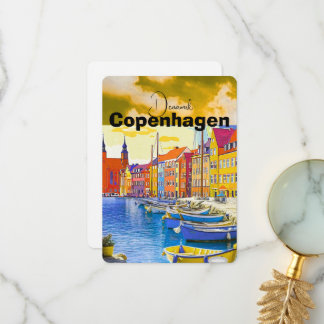 Copenhagen Travel Postcard, Copenhagen Travel Art, Thank You Card
