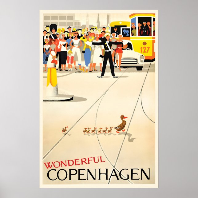 Copenhagen Travel Poster Vintage Denmark Art Print (Front)