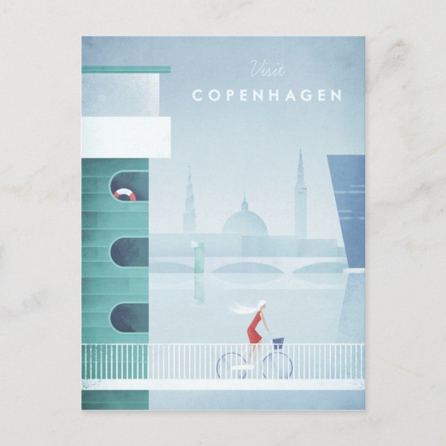 Copenhagen Vintage Travel Poster - Art Postcard (Front)