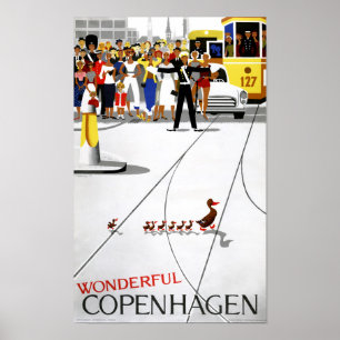 Copenhagen Vintage Travel Poster Restored