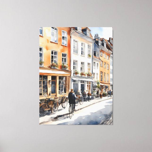 Copenhagen watercolor canvas print (Front)