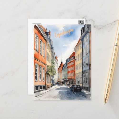 Copenhagen watercolor postcard