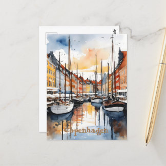 Copenhagen watercolor postcard