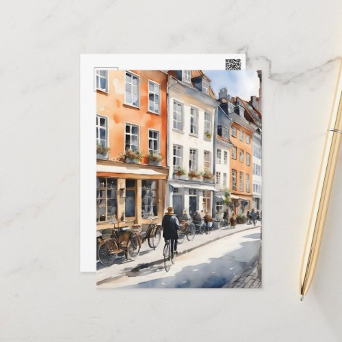 Copenhagen watercolor postcard