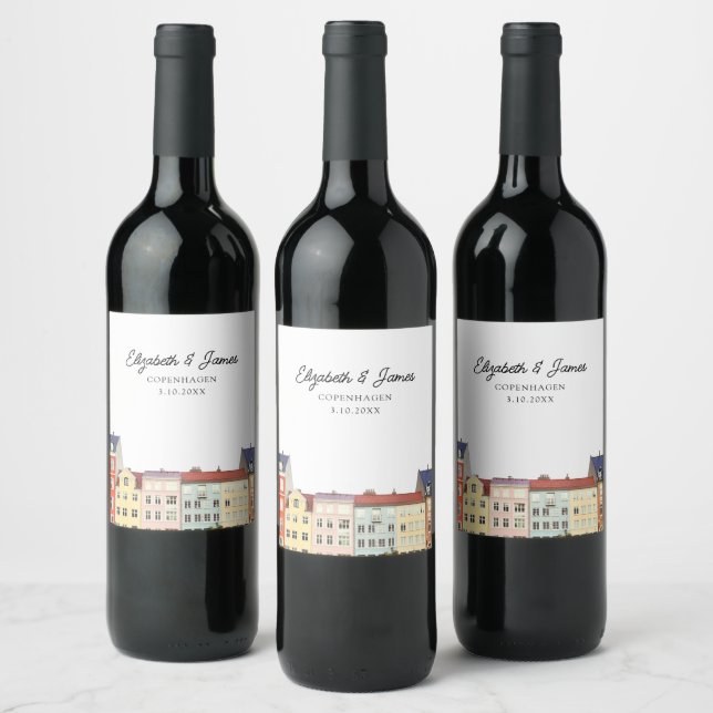 Copenhagen Wedding Favor Personalized Wine Label (Bottles)