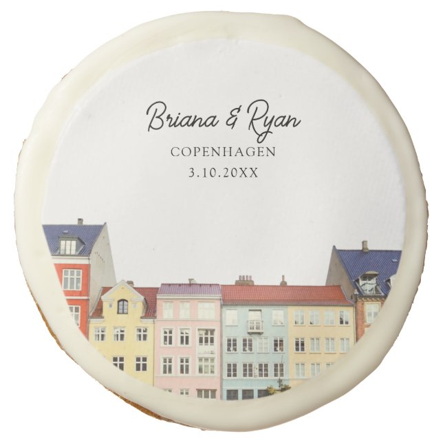 Copenhagen Wedding Favor Sugar Cookie (Front)