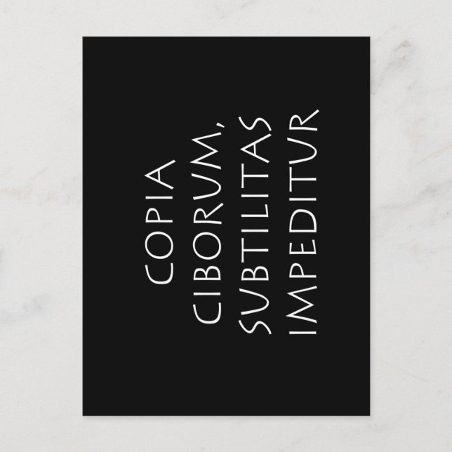 Copia ciborum subtilitas impeditur postcard (Front)