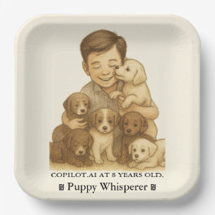 COPILOT.AI 8 Year Old Puppy Whisperer. Paper Plates