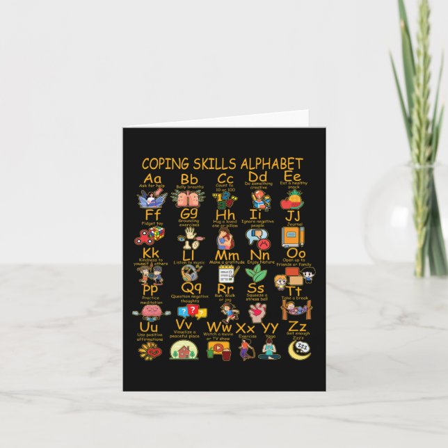 Coping Skills Alphabet Mental Health Awareness Cou Card (Front)
