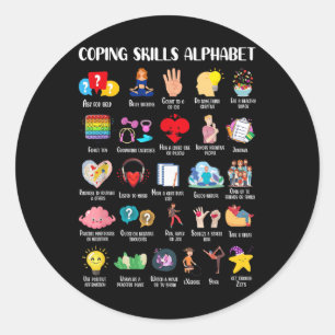 Coping Skills Alphabet Mental Health Awareness Edu Classic Round Sticker