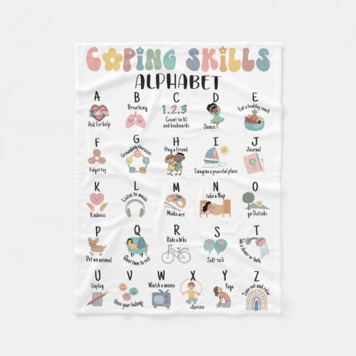 Coping Skills Alphabet Mental Health Counselors Te Fleece Blanket