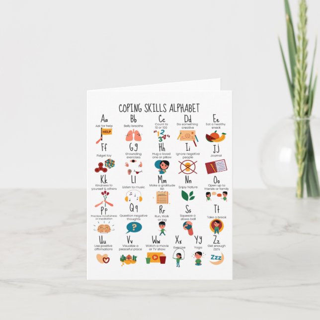 Coping Skills Alphabet School Counselor Mental Hea Card (Front)