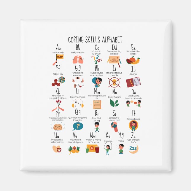Coping Skills Alphabet School Counselor Mental Hea Magnet (Front)