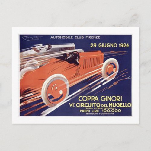 Coppa Ginori Auto Club Firenze Postcard