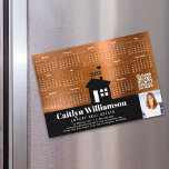 Copper 2025 Calendar Realtor Photo QR Code Magnet<br><div class="desc">Present your best self to your clients and make sure they remember you year-round with this chic, elegant, 2025 calendar magnet card. A simple, modern 12 month calendar, a black modern house icon, your custom qr code, personal photo and bold white typography on a black band overlay a soft shimmer,...</div>