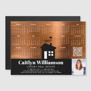 Copper 2027 Calendar Realtor Photo QR Code Magnet