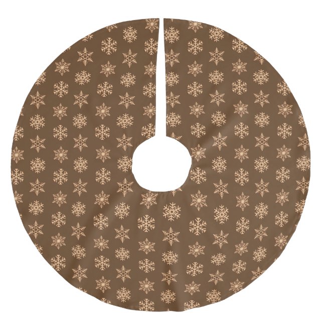 Copper 3-d snowflakes, Customizable Background Brushed Polyester Tree Skirt (Front)