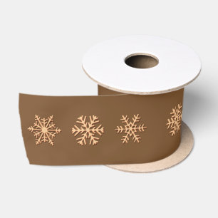 Copper 3-d snowflakes, Customizable Background Satin Ribbon